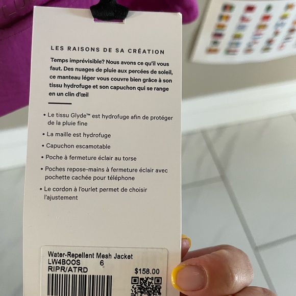 Lululemon Water Repellent Mesh Jacket sz6 fuchsia - Picture 7 of 10